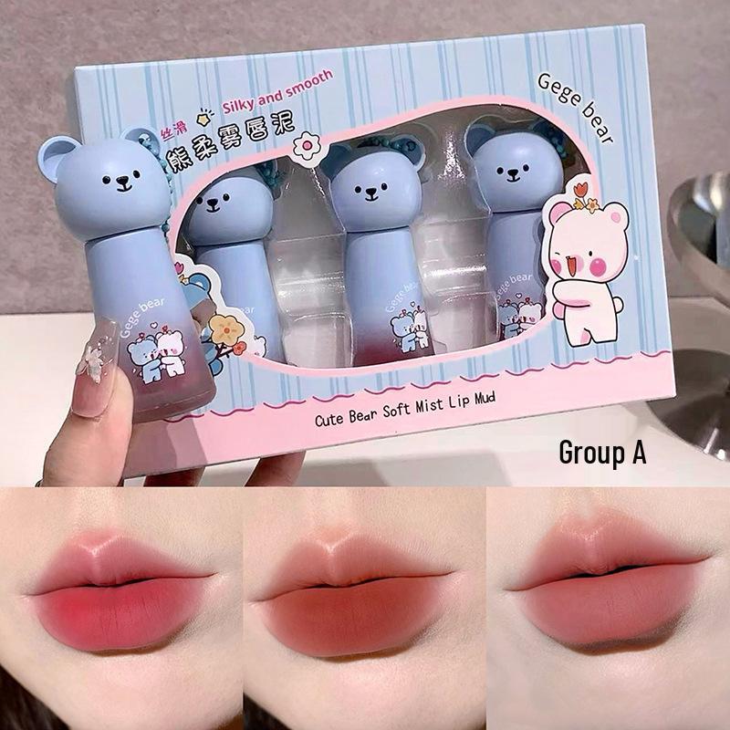 Makeup Gege Bear Xiong Soft Mist Lip Mud: Velvet Matte, Non-Drying, Waterproof Lip Glaze.