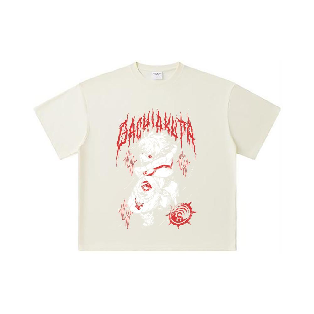 260 GSM Double Yarn 32 Count 100% Cotton Gachiakuta V2 Rudo Print Unisex Heavy Cotton T Shirt