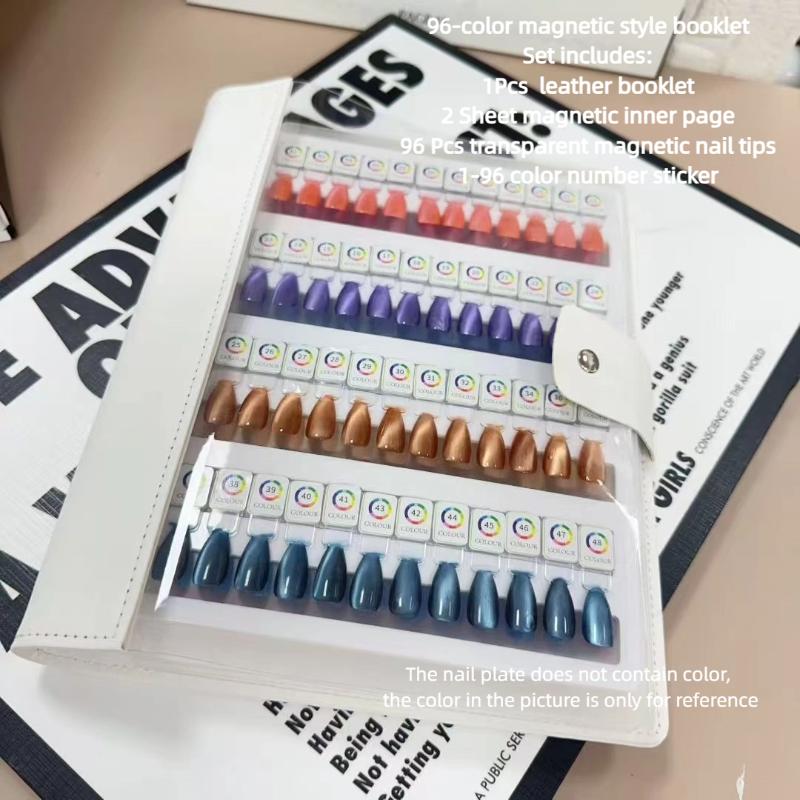 Magnetic Tips Nail Art Swatch Book Large Acrylic Works Display 48/96/142/192 Colors Manicure Color Test Storage Card for Beauty