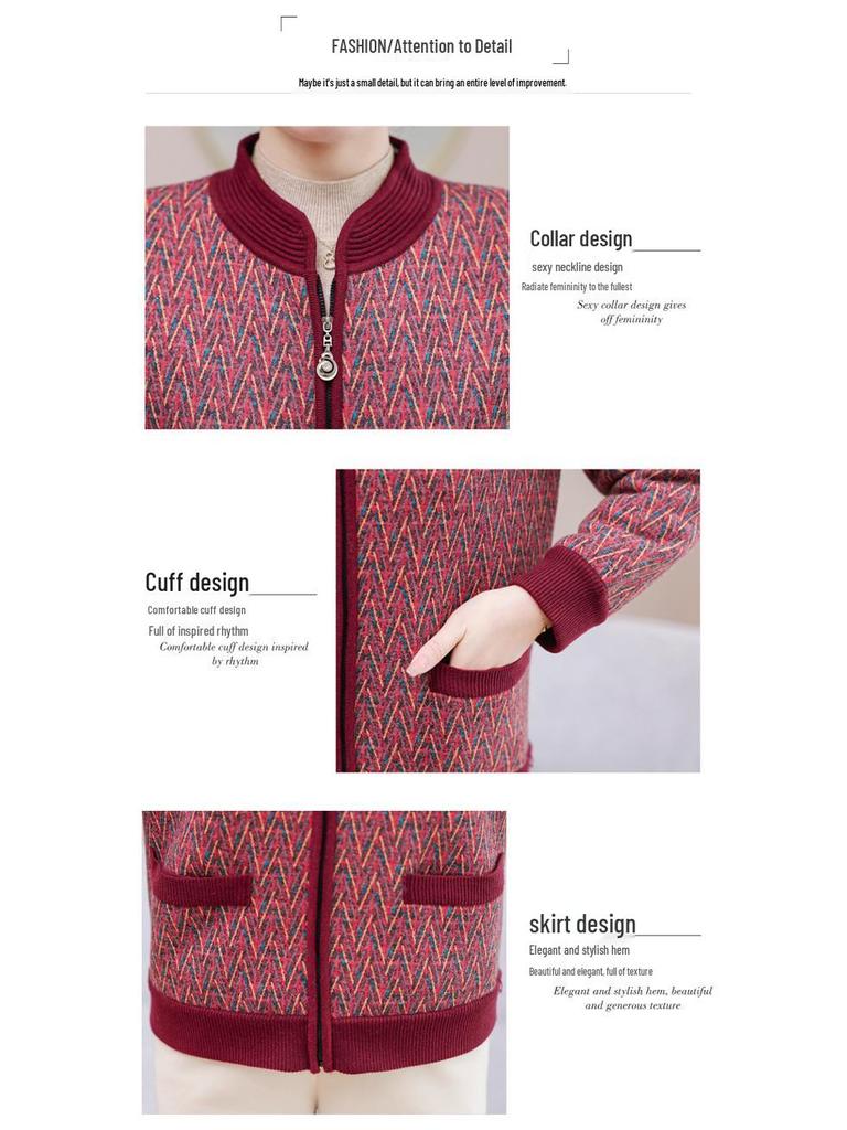Cozy Wool Cardigan for Women 60+: Fleece-Lined, Thickened Autumn/Winter Sweater