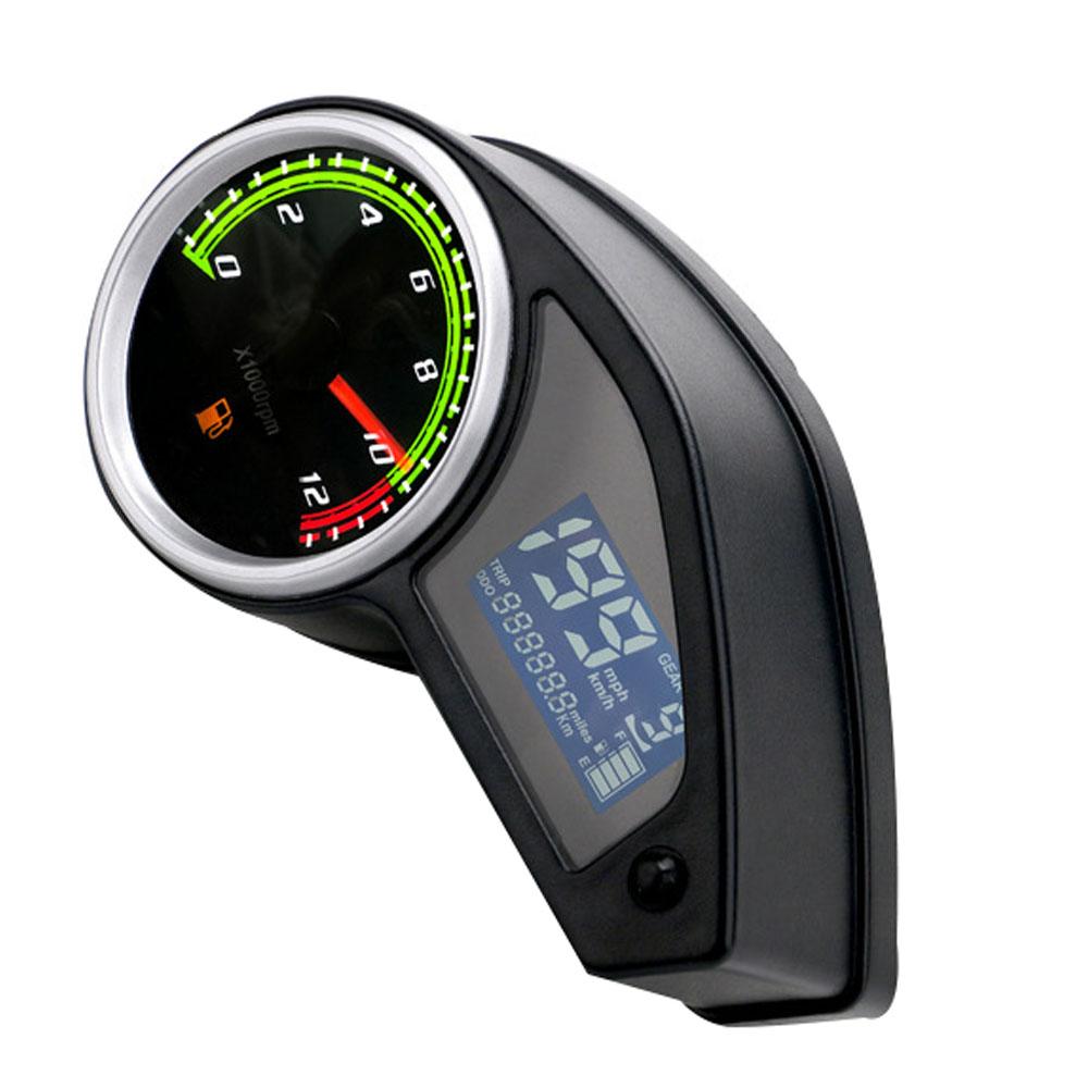 Motorrad Geschwindigkeitsmesser LCD Digital Kilometerzähler Tacho Kraftstoffanzeige Universelles Modifiziertes Zubehör