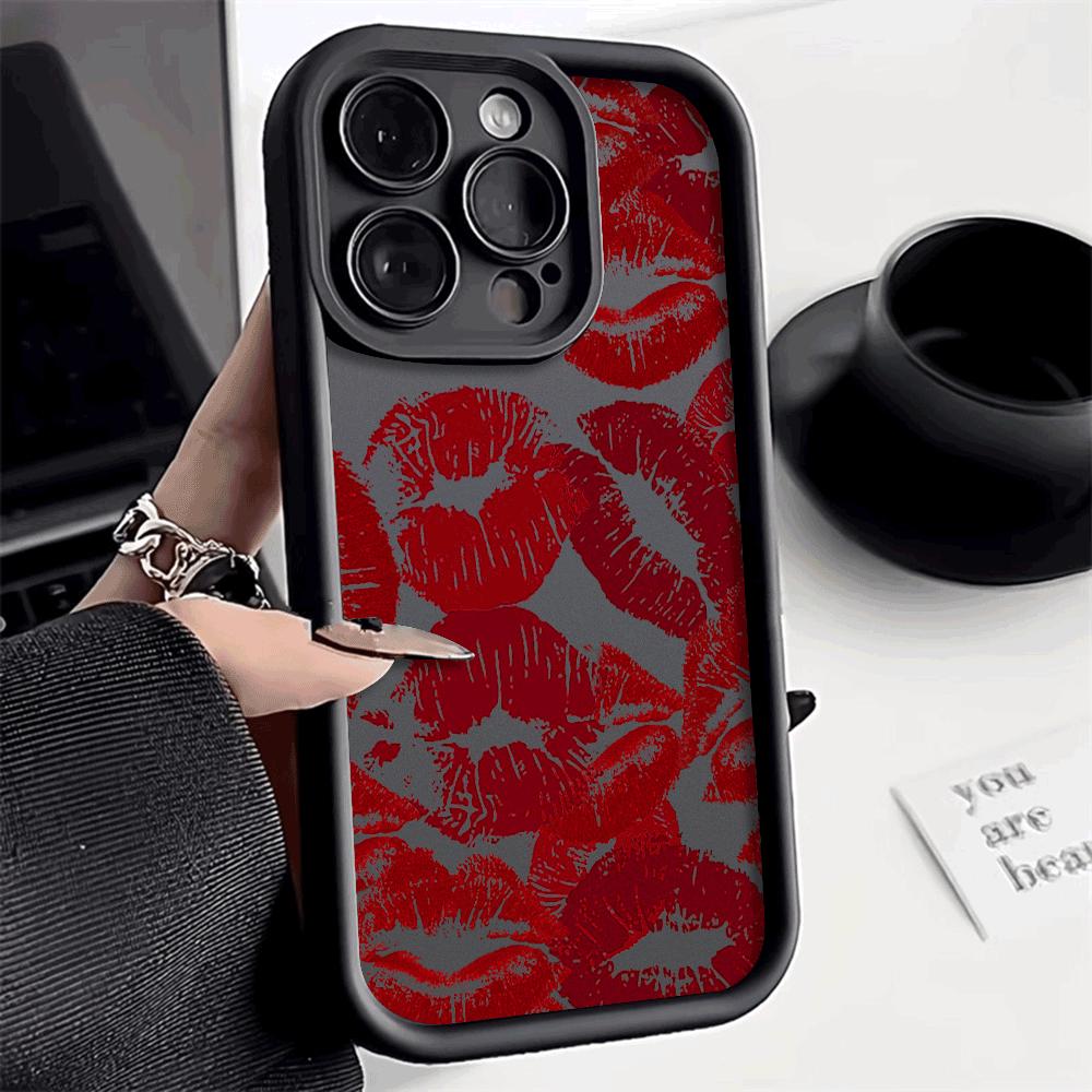 Roter Lippenstift Kussmund Muster Stoßfeste Handyhülle für Xiaomi Redmi Note 14 13 12 11 10 9 8 7 Pro Anti-Rutsch Weiche TPU Hülle