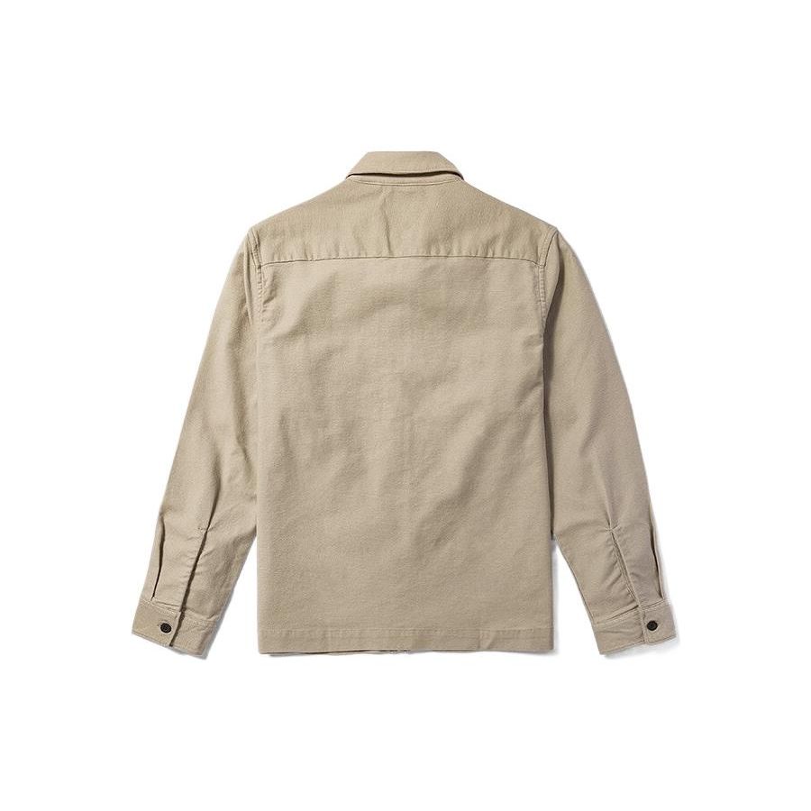 Timberland Solid Color Chest Pocket Zipper Collar Long Sleeve Shirt Men shirts Beige A5UND-CY2