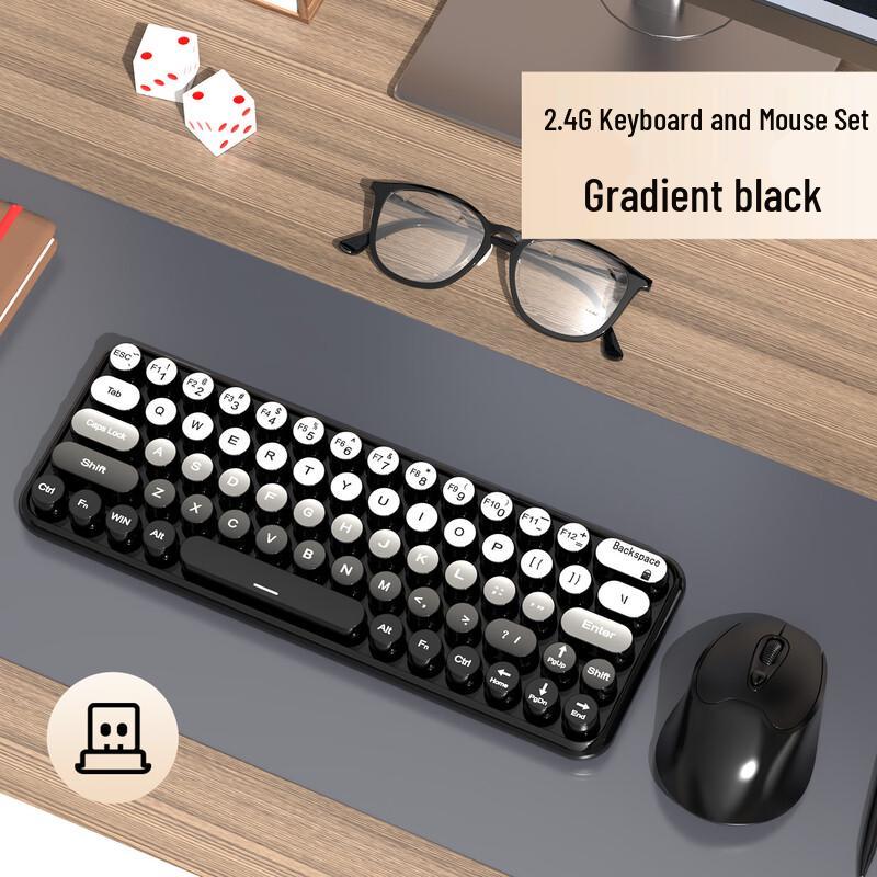 

OLOEY Gradient Grey Wireless Office Keyboard and Vertical Mouse Set