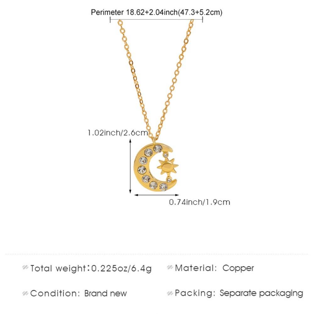 Fashion Luxury Inlay Zircon Shiny Sun Crescent Moon Pendant Necklace for Women Exquisite Charm Collar Chain Jewelry Accessories