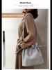 Women's Classic Fold Leather Bucket Bag: New Style, First Layer Cowhide, Trendy Solid Color Handheld Design