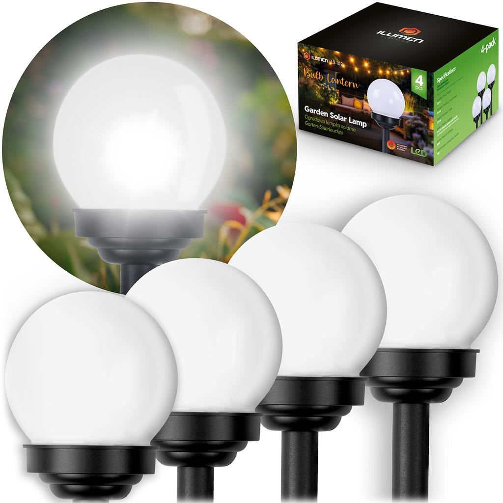Solar Lamp White Ball 4 Pcs Ilumen LS-102
