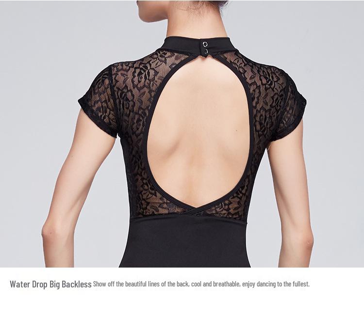 Women's Lace Short Sleeve High-Cut Dance & Yoga Leotard