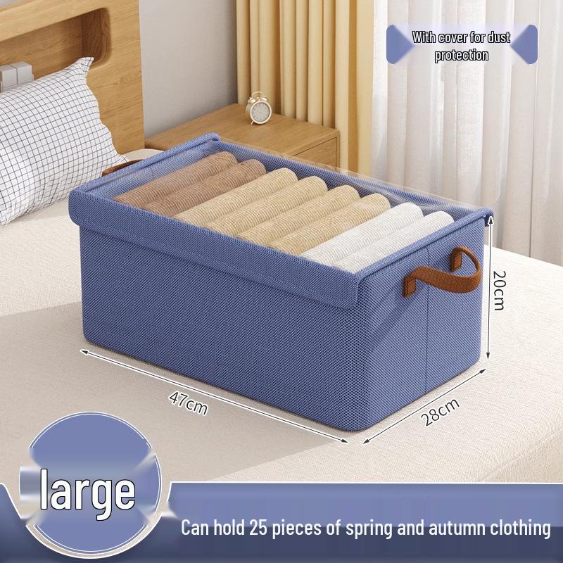 Foldable Clothing Storage Box with Compartments - Large Capacity, Dustproof Organizer for Clothes and Sundries.