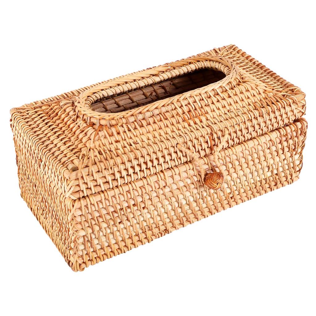 BHBL Paper Rack Rattan Tissue Box Elegant Home Decoration Handmade Desktop Tissue Container Napkin Storage Case