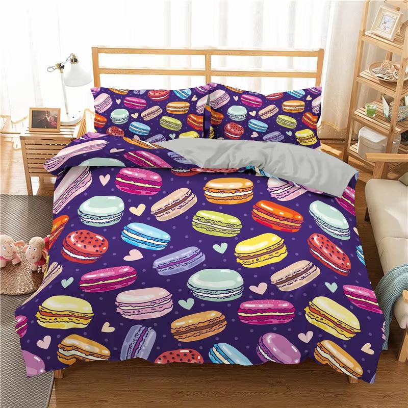 Soft Cute Donuts Duvet Cover Set Dessert Theme Bedding Set For Girls Boys Gifts Microfiber Funny Cartoon Tasty Foods Quilt Cover