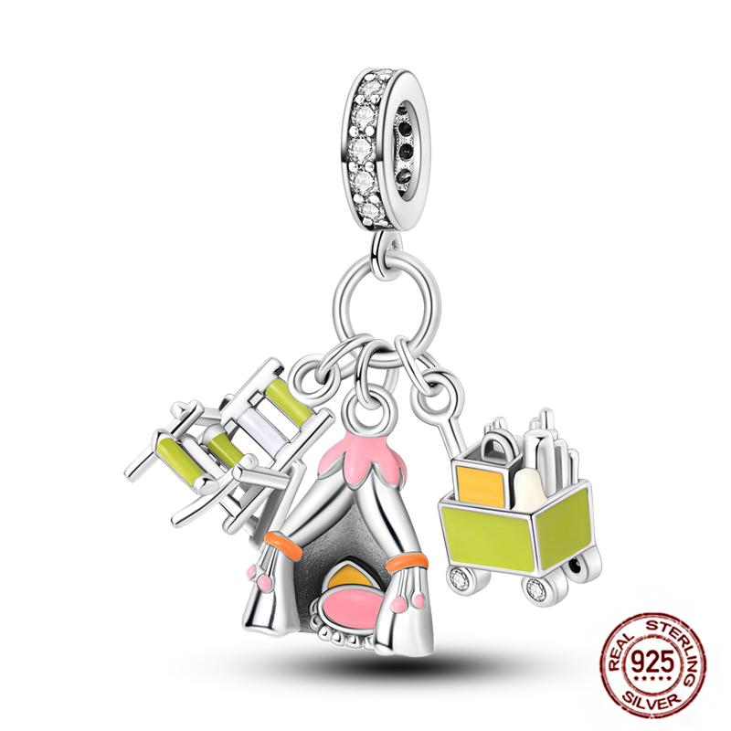 Daily Articles Copper Pink Perfume Charms Camera Dumbbell Smart Watch Beads Fit Original Bracelets Diy Jewelry Gift