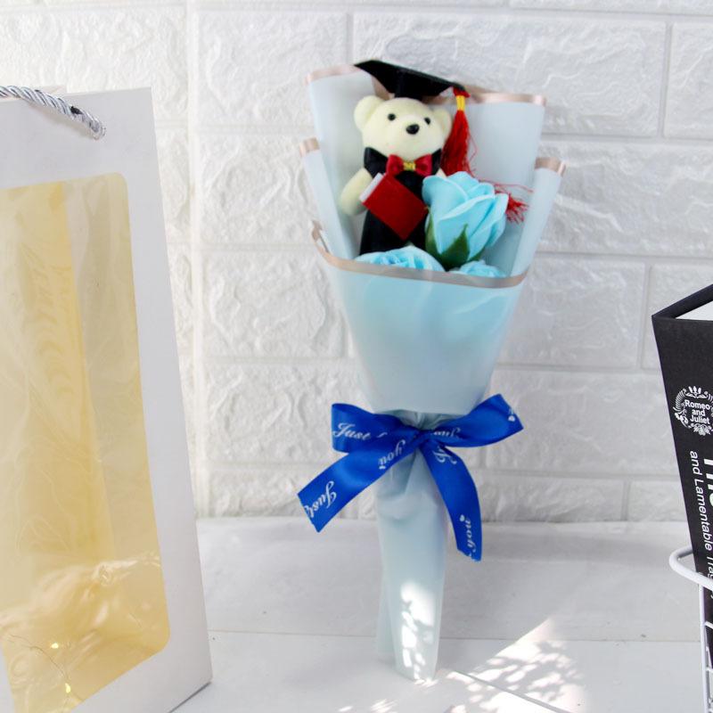 Sunflower Bear Bouquet Bouquet Decoration Rose Cartoon Lovely Bear Birthday Party Graduation Gift Sunflower Soap Flower