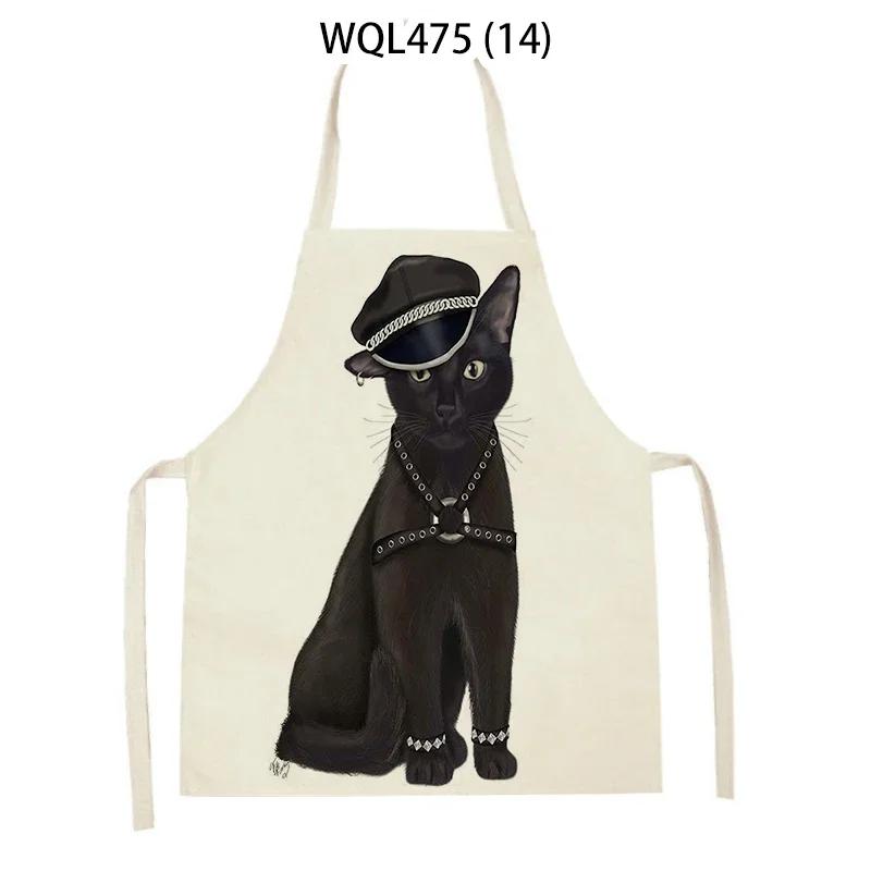 Cartoon Dog Printed Sleeveless Kitchen Aprons Animal Rabbit Fox Pattern Cooking Baking Waist Bib Household Cleaning Pinafore
