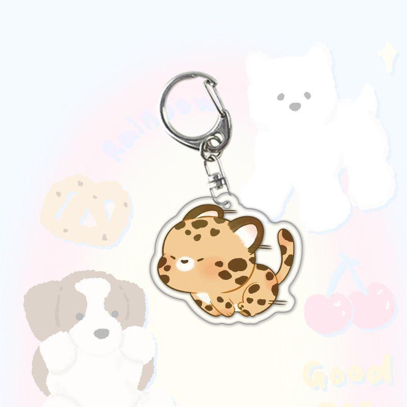 Running Animal Cat Dogs Pets Acrylic Funny Toy Animal Key Ring for Women Men DIY Car Handbag Phone Case Pendant Accessories Gift