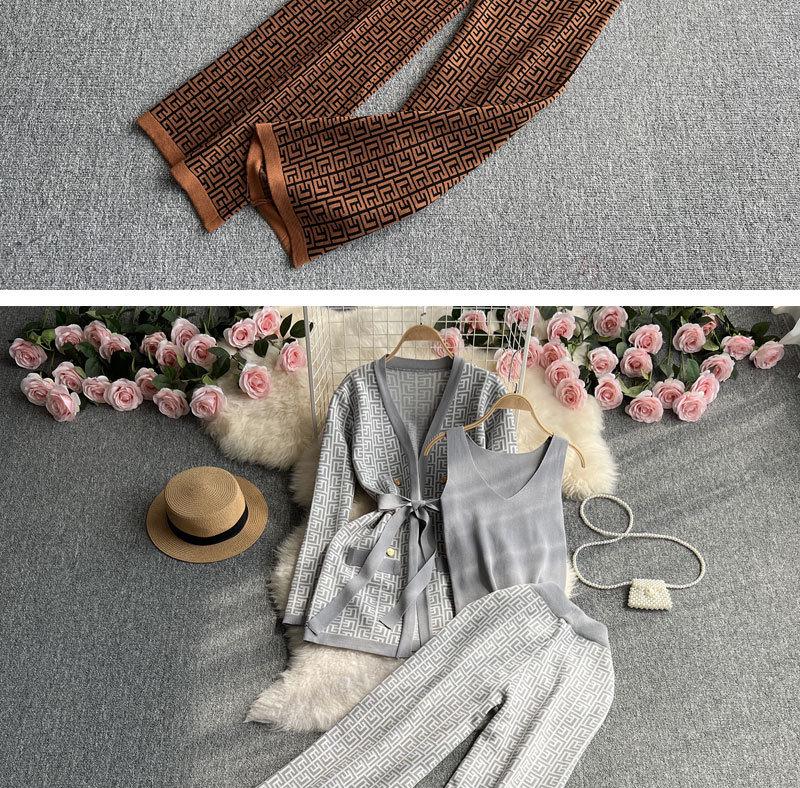 Chic Women's V-neck Cardigan & High-waisted Wide-leg Pants Set