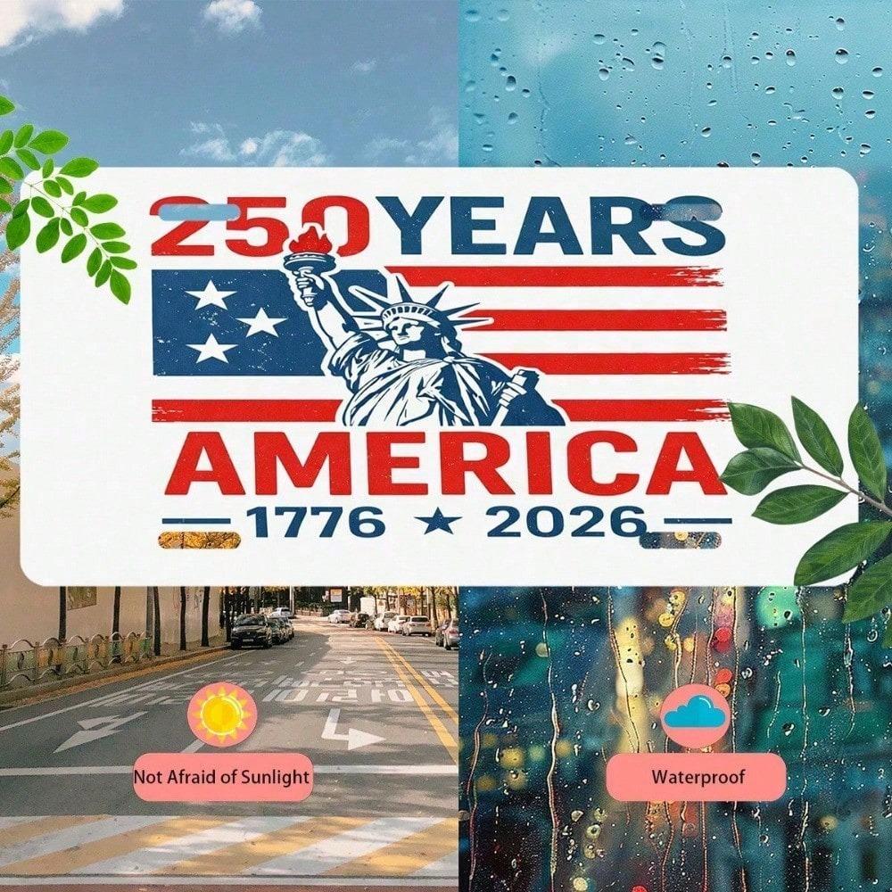 USA 250th Anniversary License Plate 5.9x11.8in, 1776-2026 Patriotic Aluminum Auto Tag for Car Truck SUV, Rustproof Front Mount