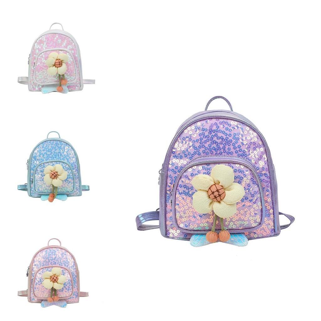 Cute Colorful Sequin Flower Girls Backpack For Kindergarten And Travel Activities