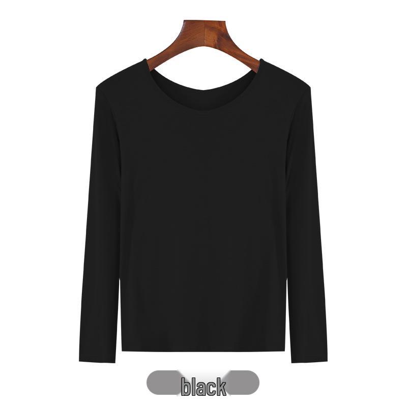 

2024 Women s Plus Size Long Sleeve Modal T-shirt - Versatile Round Neck for Spring/Autumn L (50-60 kg) чорний