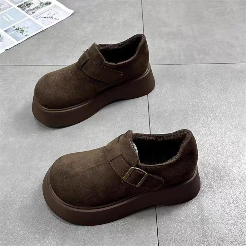 Women's Snow Boots Round Toe Fleece Lined Thick Bottom Platform Shoes Rubber Sole Summer Casual Solid Color Adult Footwear