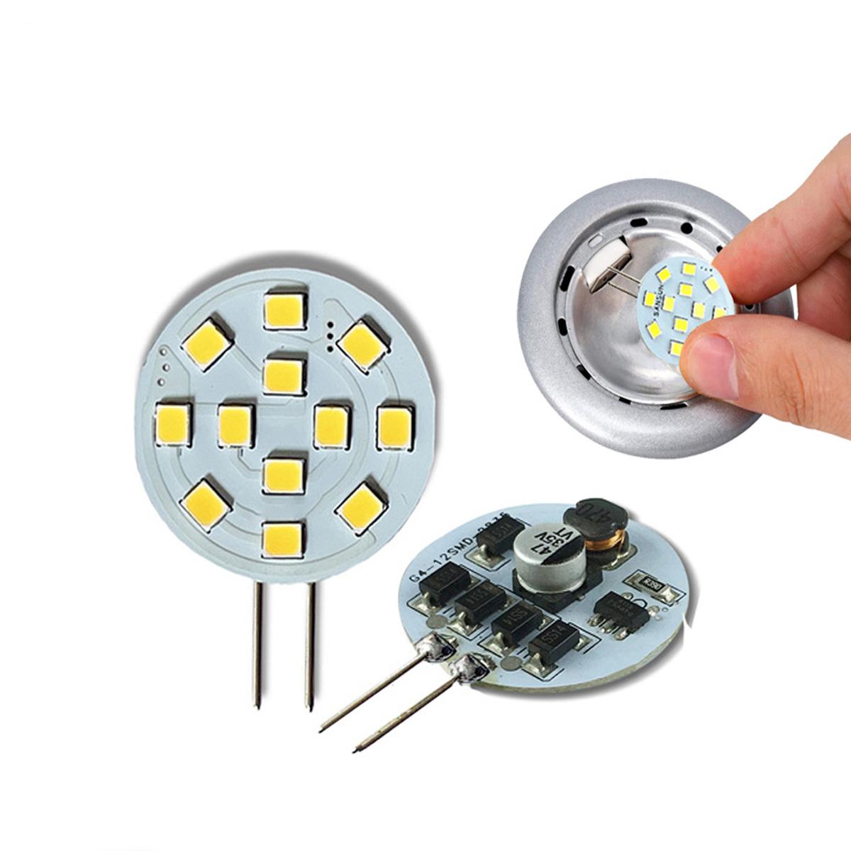 

Світлодіодна лампочка G4 AC/DC 12V 2W, надяскрава, для вбудованого точкового світильника, освітлення шафи, освітлення салону RV, заміна 20 Вт галогенної, теплий білий/холодний білий