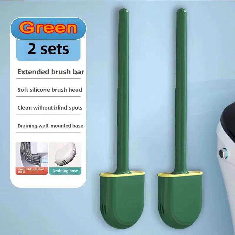 Silicone Toilet Brush and Holder Wall Mounted for Bathroom Quick Drying Efficient Professional Deep Cleaning  Toilet Brush