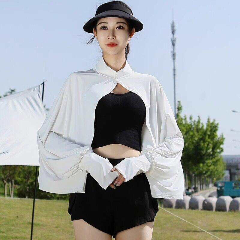 Sunscreen Shawl Women's Summer Shade Driving Cycling Air Conditioning Shirt Blouse Cloak Breathable Loose Long Sleeve Ice Silk Jacket