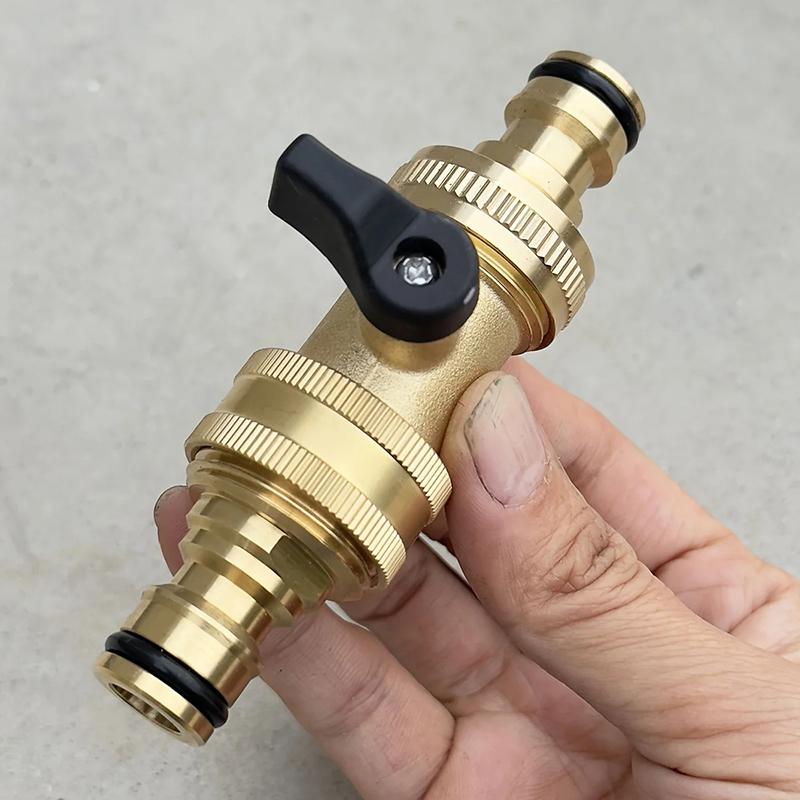 3/4" Brass Ball Valve Quick Connector With EU Thread And Rubber Gaskets For Bidirectional Flow Car Wash Garden Hose Leakproo
