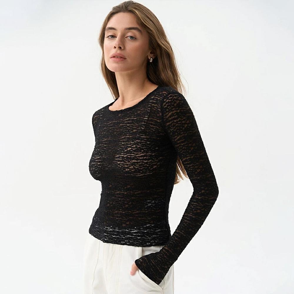 Slim-Fit Long Sleeve Sheer Top - 2024 Autumn/Winter Collection