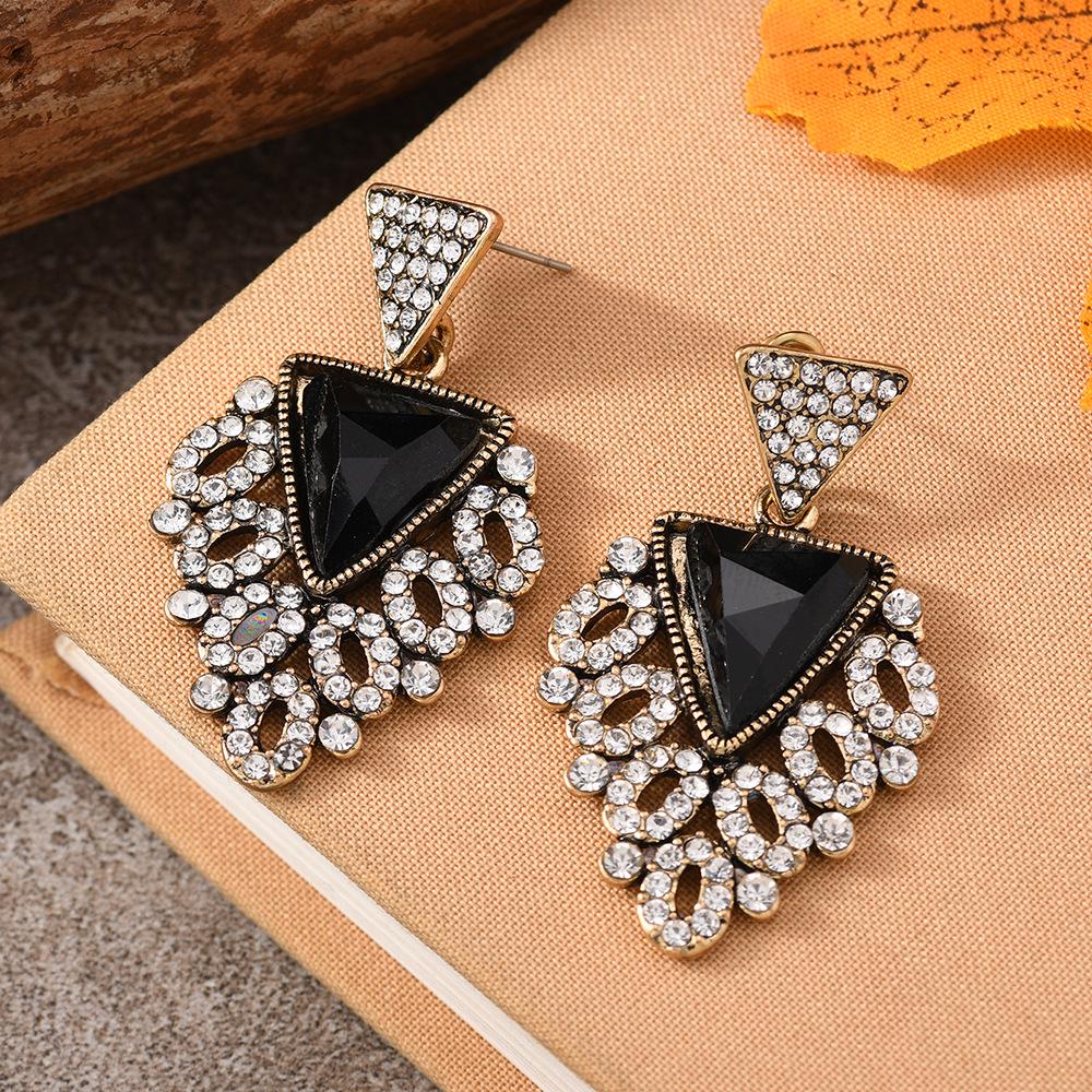 European & American Crystal Water Drop Rhinestone Long Earrings for Women