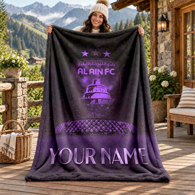 Al Ain FC Custom Name Flannel Blanket Personalized Soft Warm Plush Throw Blanket Customized Gift for Family Friends