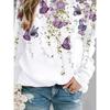 Women's Plus Size Floral Print Long Sleeve T-Shirt with Slight Stretch - Casual and Comfortable