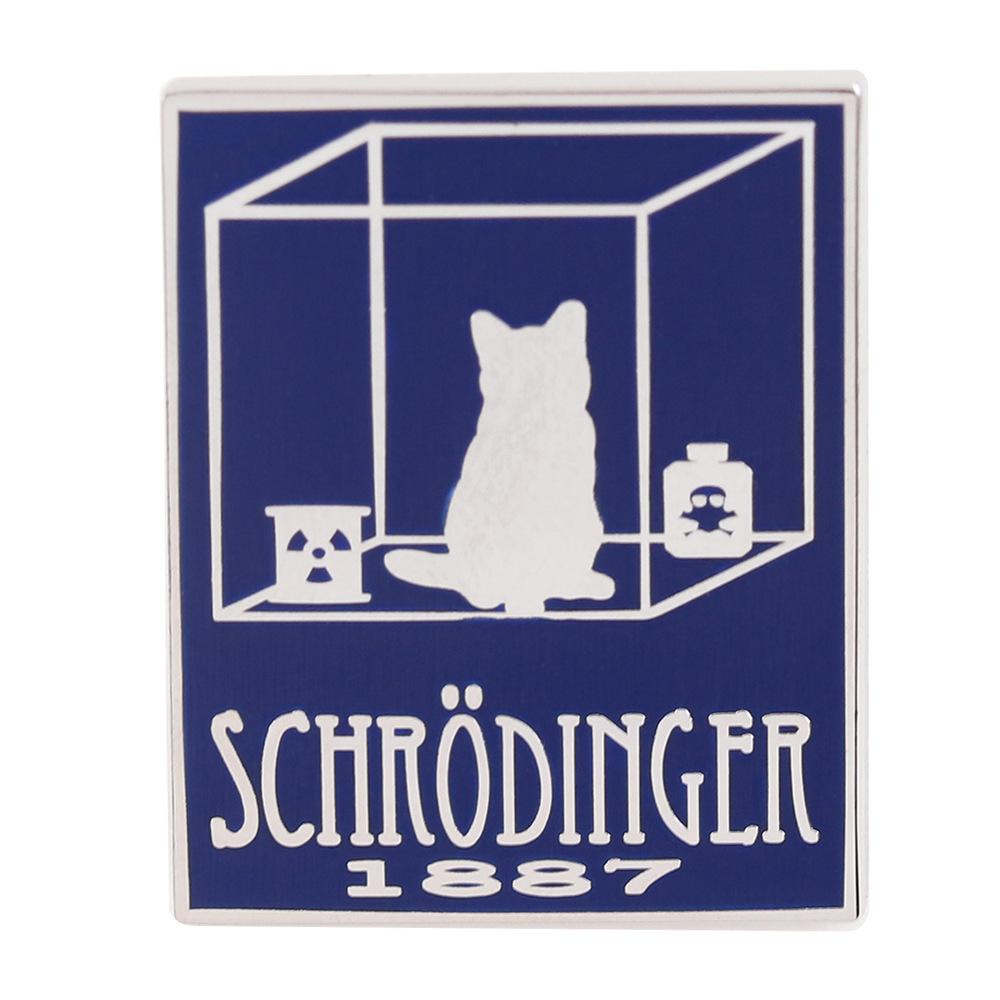 Schrödinger s Cat Quantum Physics Metal Brooch Pin