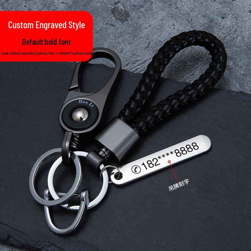 Men's Titanium Alloy Key Chain Pendant with Stainless Steel Ring