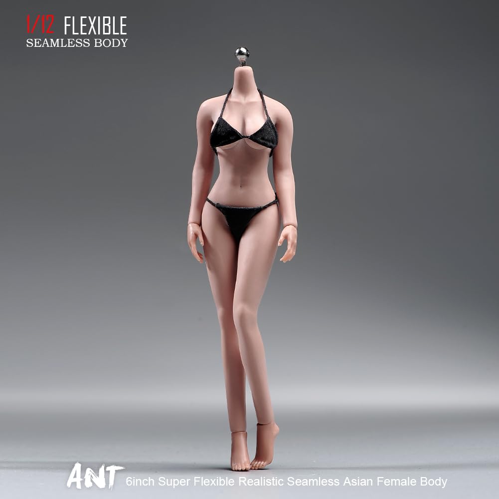 Scale Female 22 Joints Seamless Female Body Micro Beauty Action Detachable Legs Suitable for Hobby Collection 1/12 Body, 6.inch Ultra-flexible