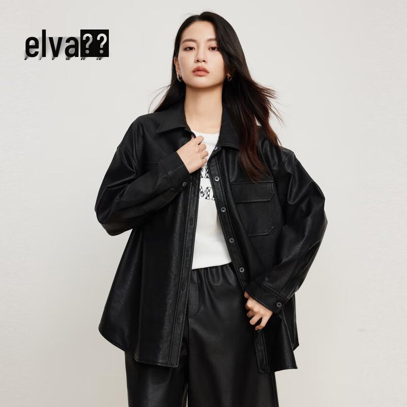 

Elva Island Women s Casual PU Leather Jacket M