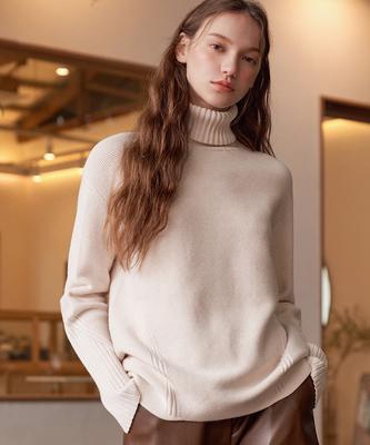 Baseukala Diagonal Patterned Turtleneck Knitwear (7Colors)