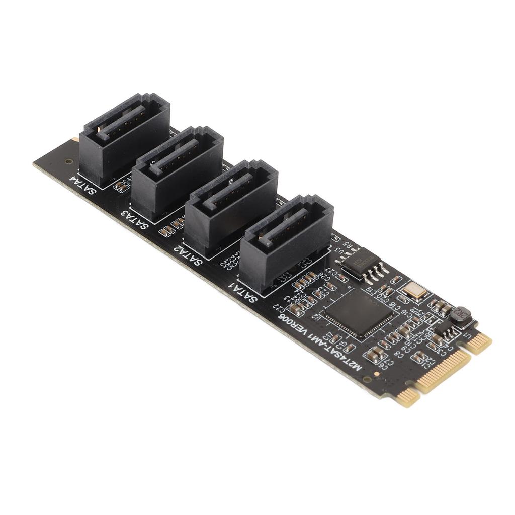M.2 NVME To SATA Adapter Card Drive Free Plug and Play M2 KEYM NVME PCIE To 4 Port SATA3.0 Expansion Card