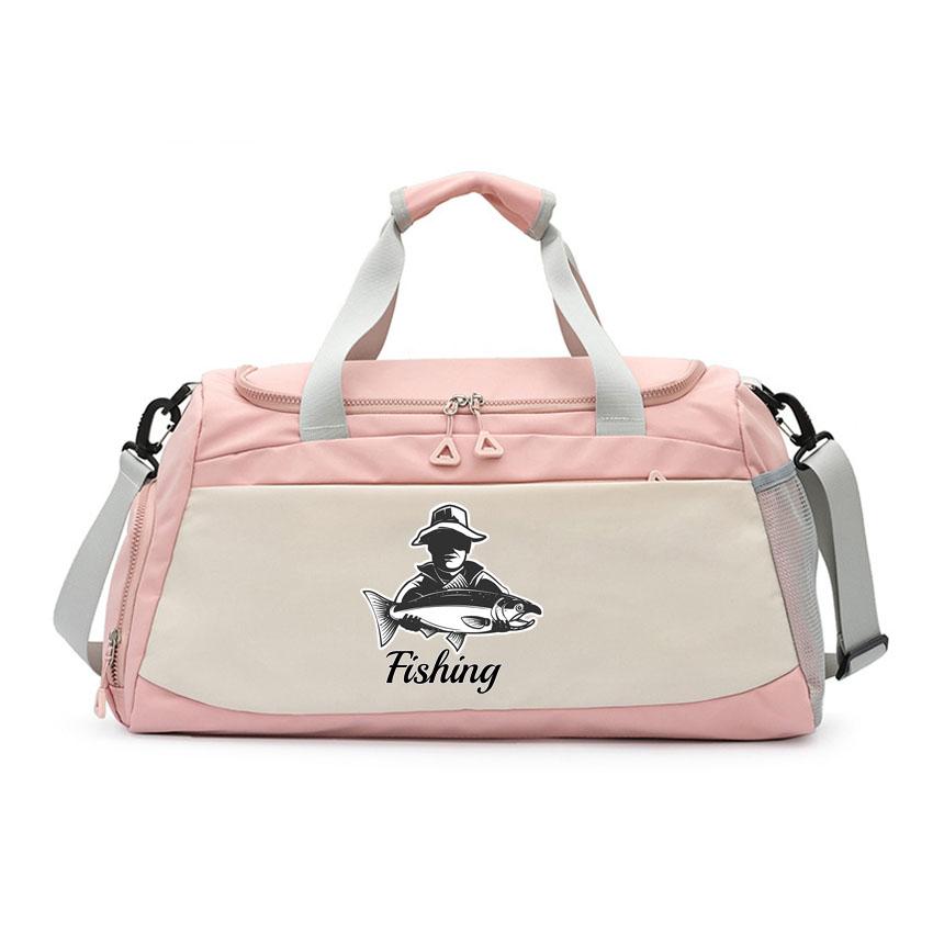 Fishing Pattern Printing Beach Shoulder Bag Large Capacity Travel Luggage Bag Handbag Fitness Yoga Basketball Bag