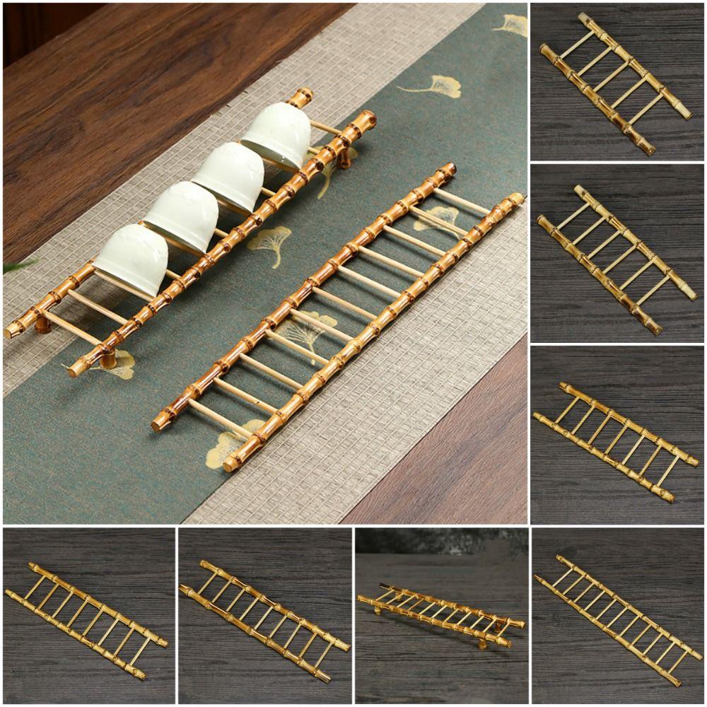 Multi-purpose Bamboo Ladder Cup Holder Bamboo Yellow Tea Cup Drainer Rack Art Craft Get Promotion Blessing