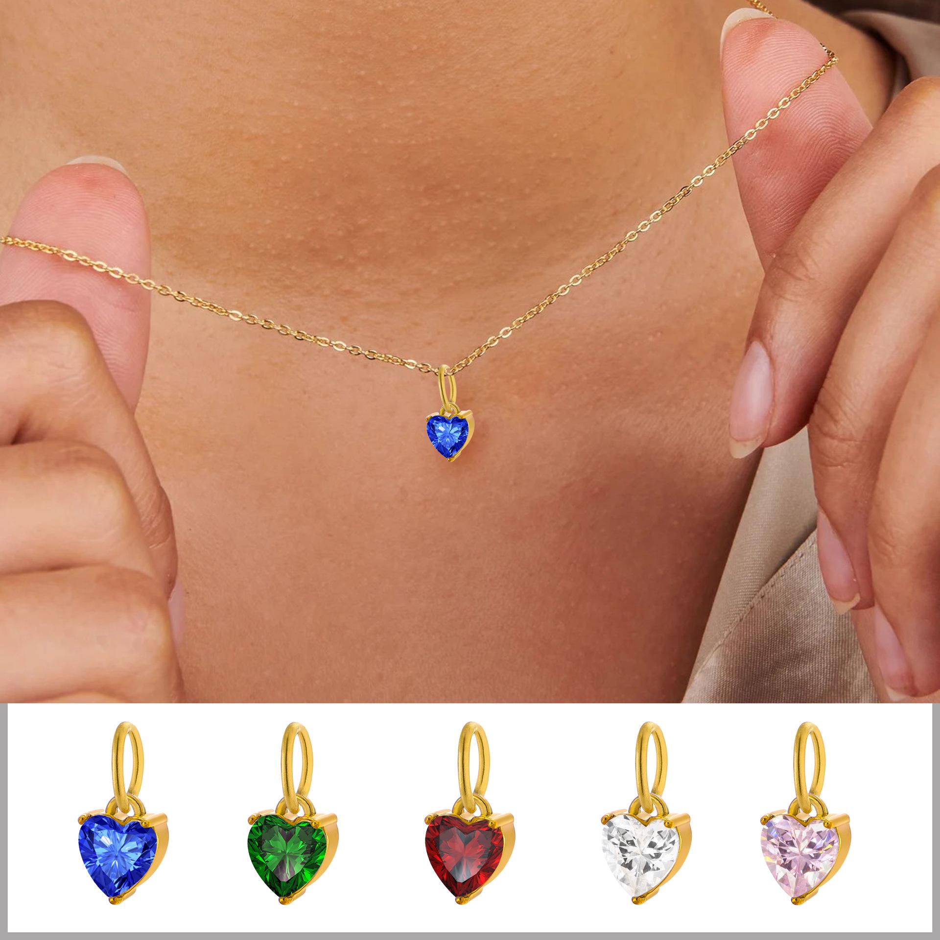

Popular Stainless Steel Heart-Shaped Zircon Pendant - DIY Jewelry Charm