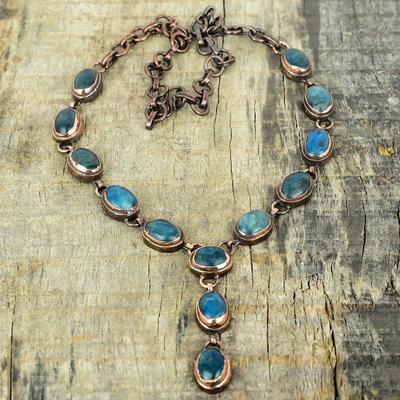 Collier pierre précieuse apatite néon collier cuivre électroformé collier chaîne réglable fait main bijoux pierre précieuse qualité supérieure cadeaux pour maman