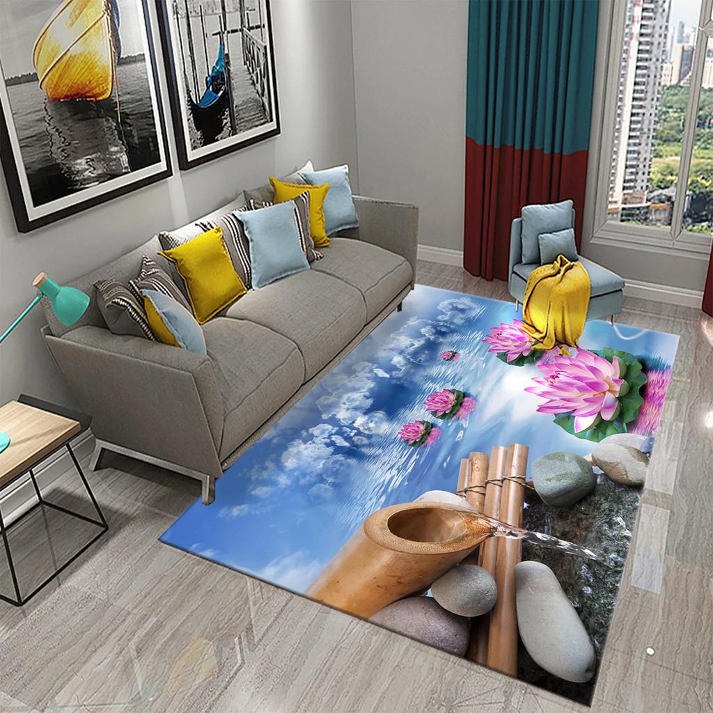 Zen rostlina květinový koberec bambus kamenné koberce koupelna toaleta vchod protiskluzová podložka koberec rohožka obývací pokoj ložnice dekorace podlahové koberce