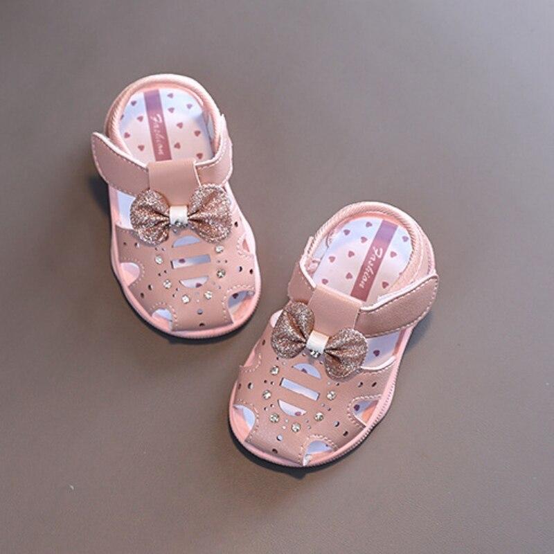 Sandales d'été princesse, chaussures pour filles, bébé, respirantes, avec nœud, sandales de plage plates