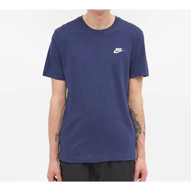 Nike Vintage Swoosh Logo Embroidered Short Sleeve T-Shirt Men Tops Military-Blue AR4997-410