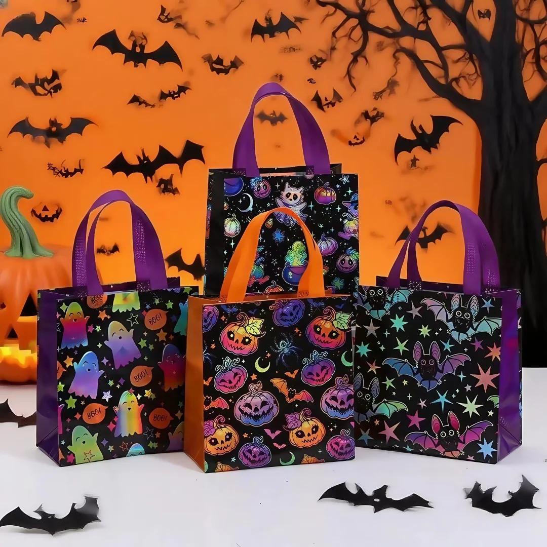 

4-Piece Cartoon Printed Halloween Candy Packaging Bags For Holiday Party Party Gift Shopping Bags Handheld Non-woven Bags Other&Other