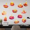 12 Pcs Diwali Festival Sticker Lotus Tealight Candle Holder Sticker Artificial Lotus Flower Labels for Traditional Decor Diwali Puja Party Supplies