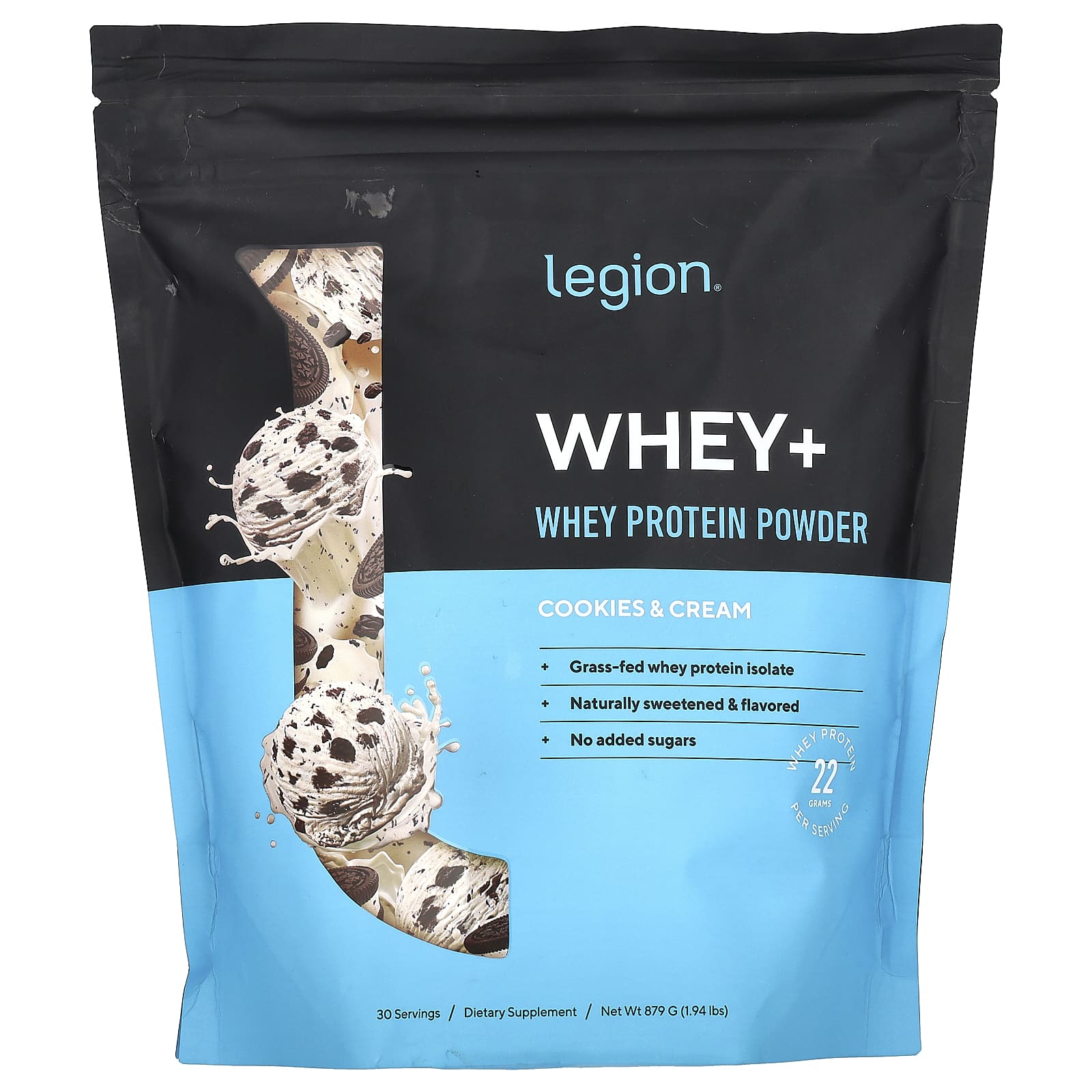 

Whey+, Whey Protein Powder, Cookies & Cream, 879G (1.94Lbs)