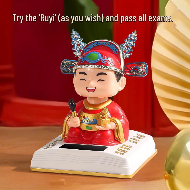 Solar-Powered Waving Lucky Cat Ornament for New Year and Car Dashboard