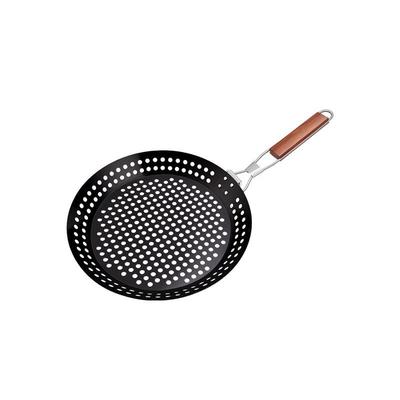 UOSU Round Hollow BBQ Grill Pan with Wooden Handles